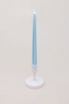 Velaré Blue Sky Tall Opaline Taper Candles — close-up view, G Decor