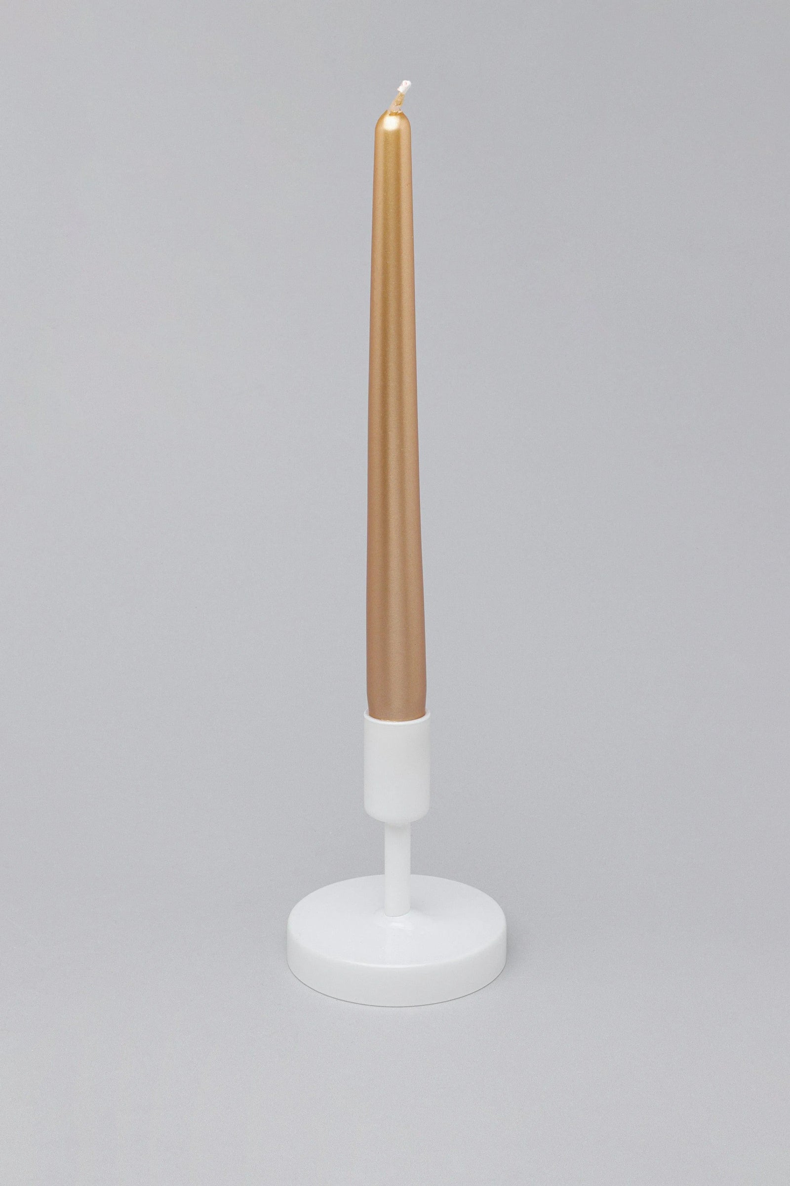 Velaré Brass Gold Tall Opaline Taper Candles — close-up view, G Decor