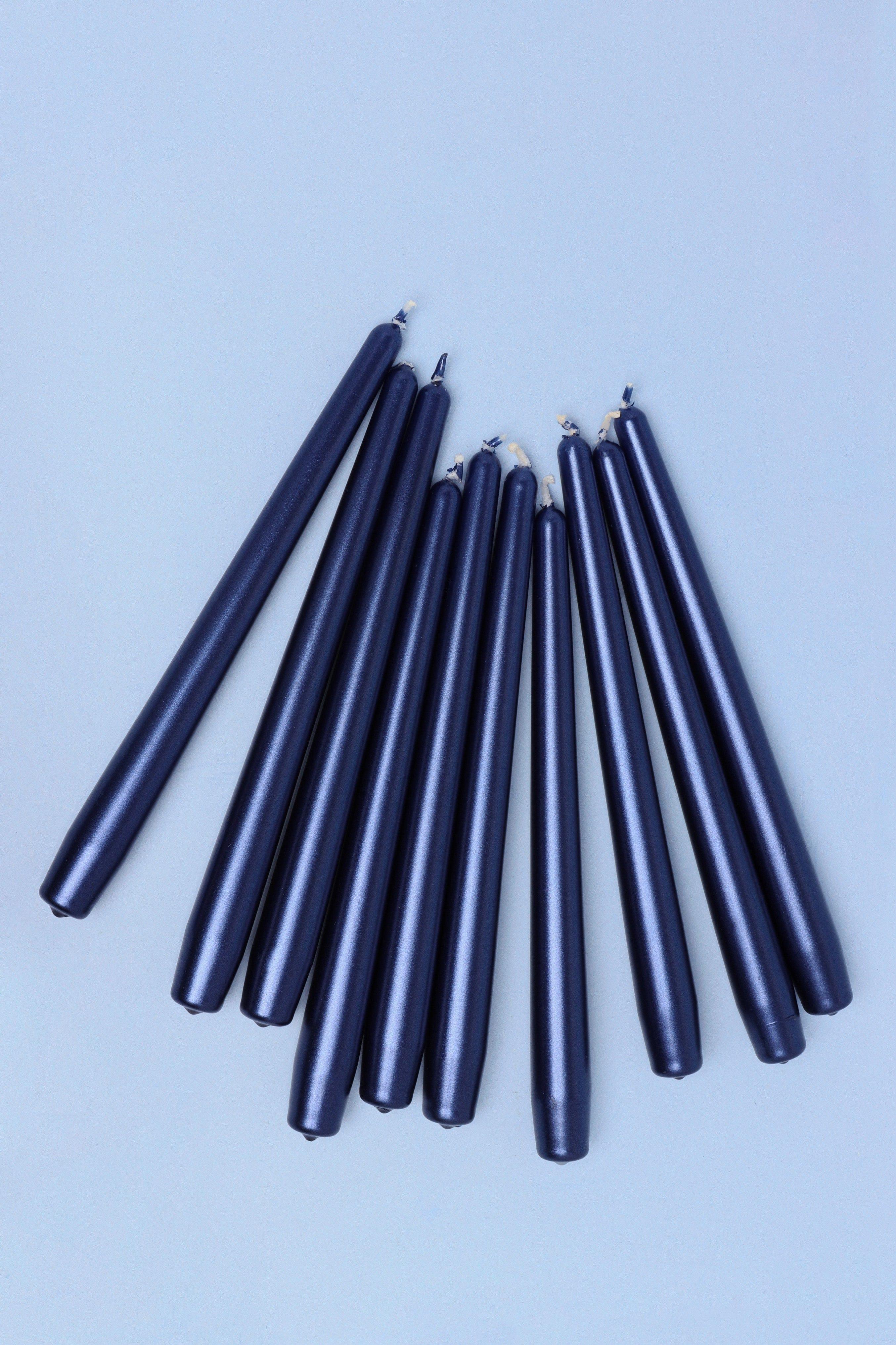 Velaré Midnight Blue Set of 2, 10 or 20 Tall Hand-Finished Opaline Dinner Candles & Taper Candles - G Decor