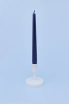 Velaré Midnight Blue Tall Opaline Taper Candles — close-up view, G Decor