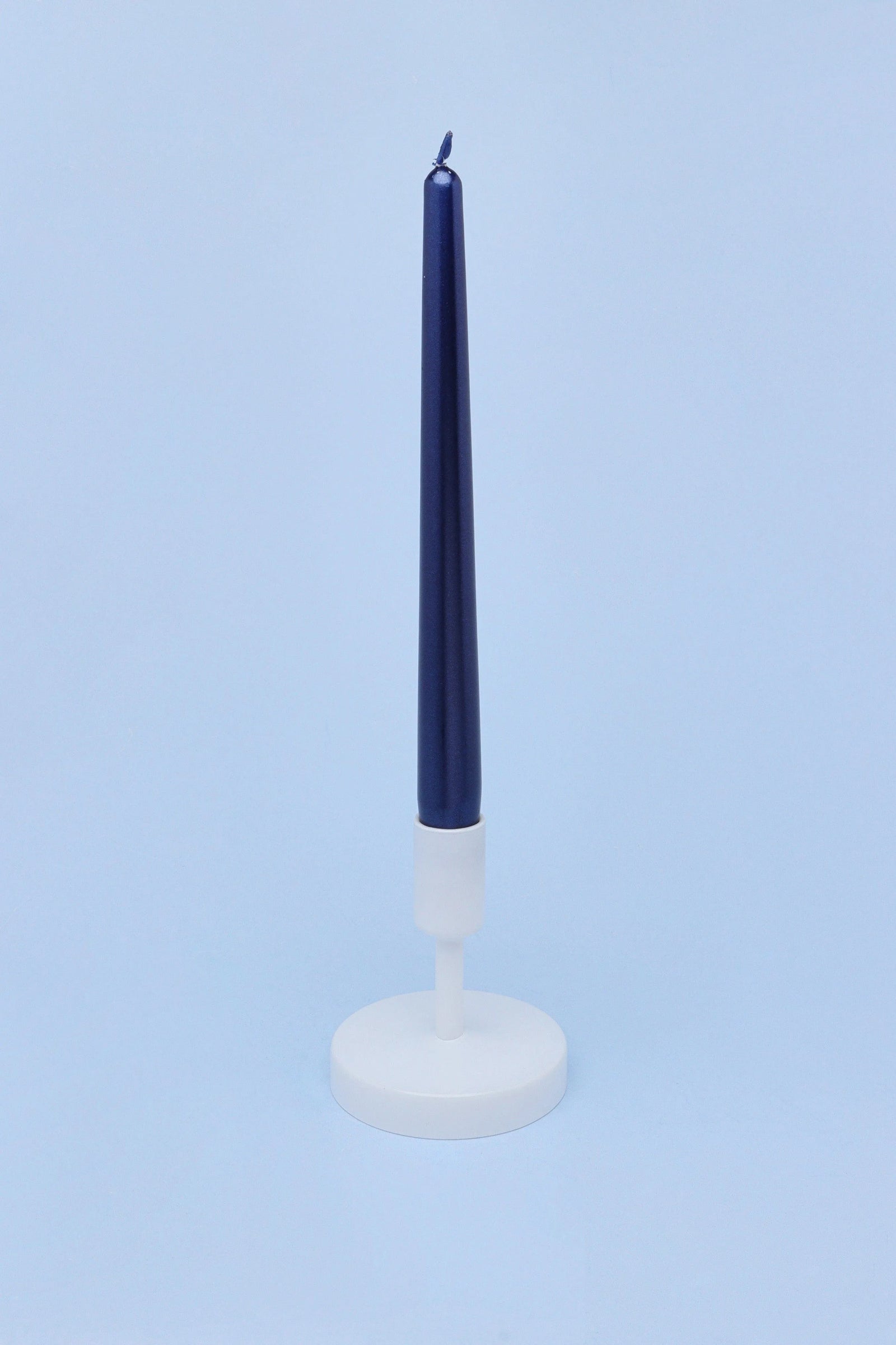 Velaré Midnight Blue Tall Opaline Taper Candles — close-up view, G Decor