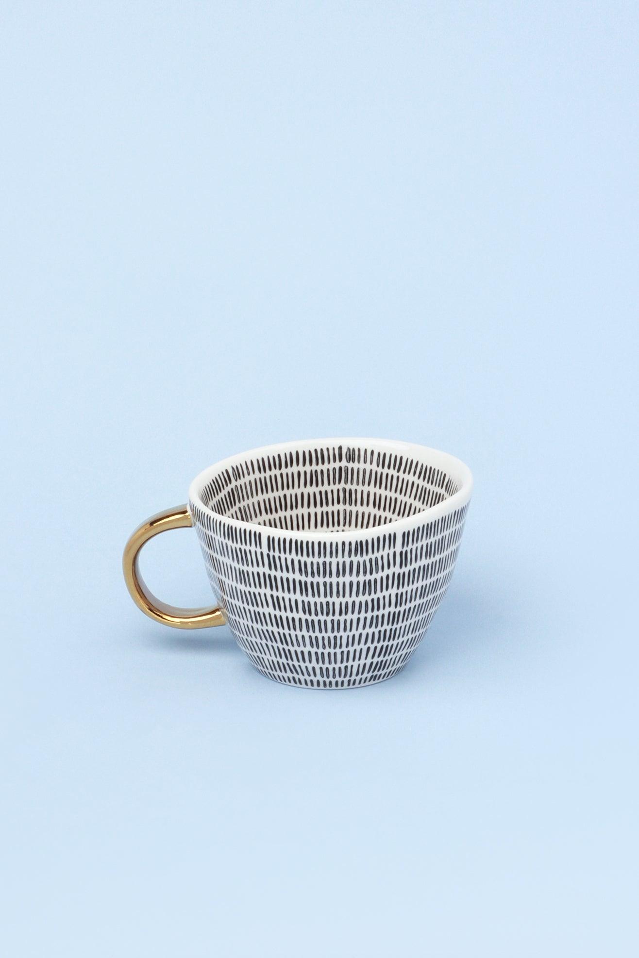 Ventura Glazed Geometric Irregular Thick Ceramic Mug With Gold Handle - G Decor