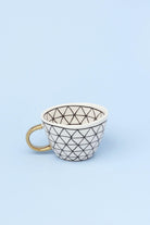 Ventura Hand-Painted & Handcrafted Glazed Geometric Ceramic Mug with Gold Handle - G Decor