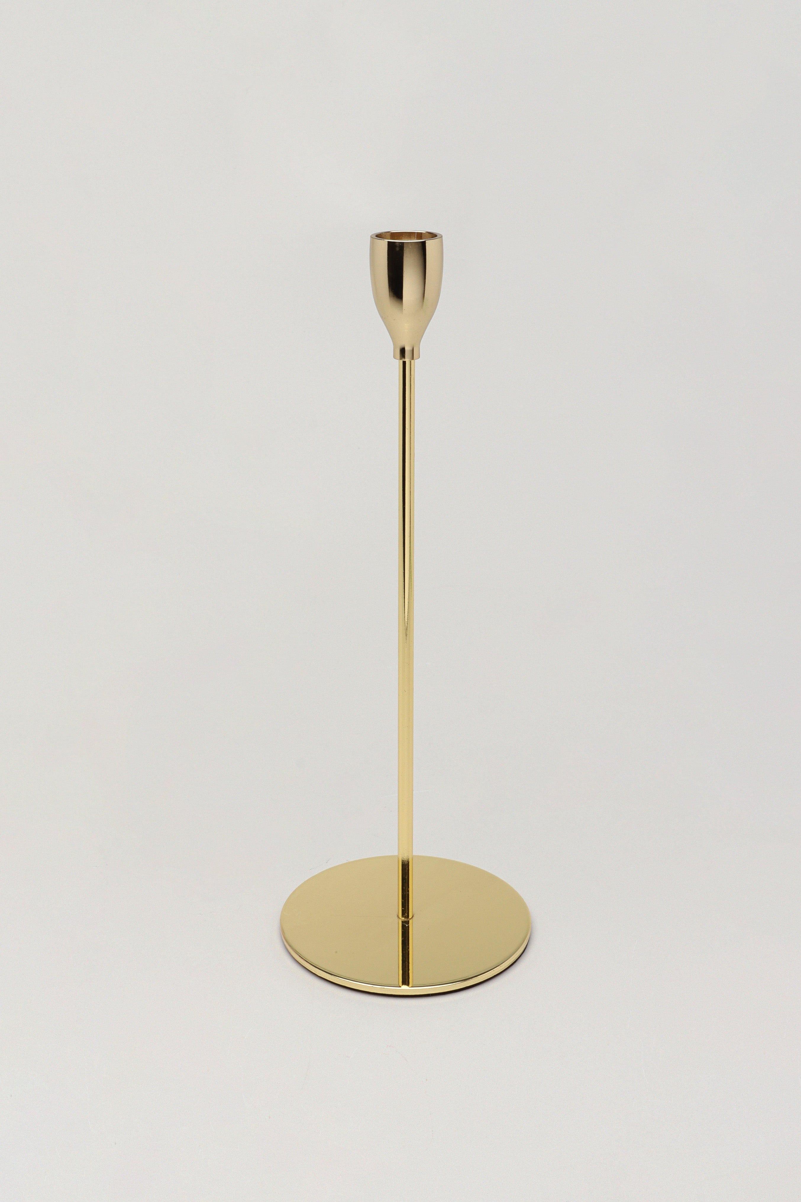 Verro Set of 3 Modern Gold Stainless Steel Candle Holders Sleek Weighted Dinner Candlesticks - G Decor