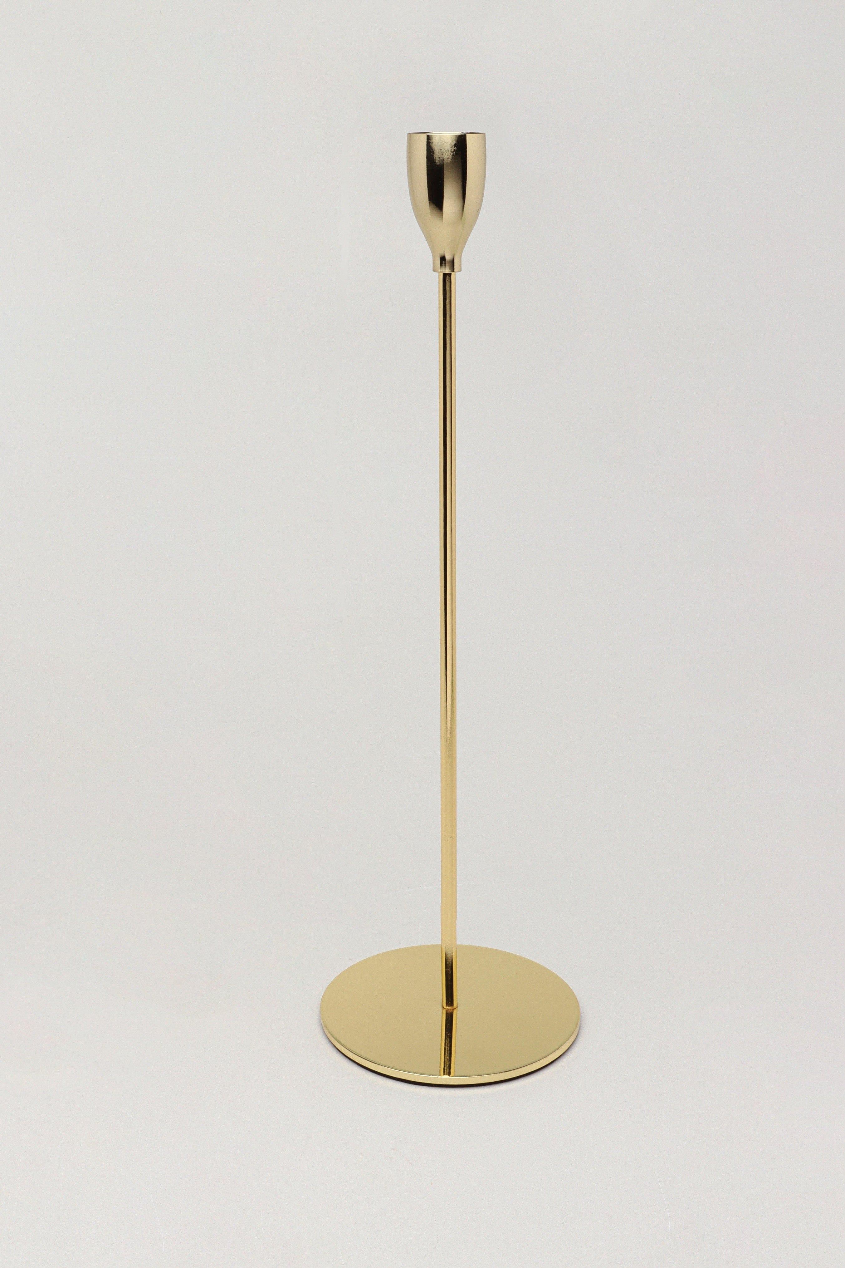 Verro Set of 3 Modern Gold Stainless Steel Candle Holders Sleek Weighted Dinner Candlesticks - G Decor