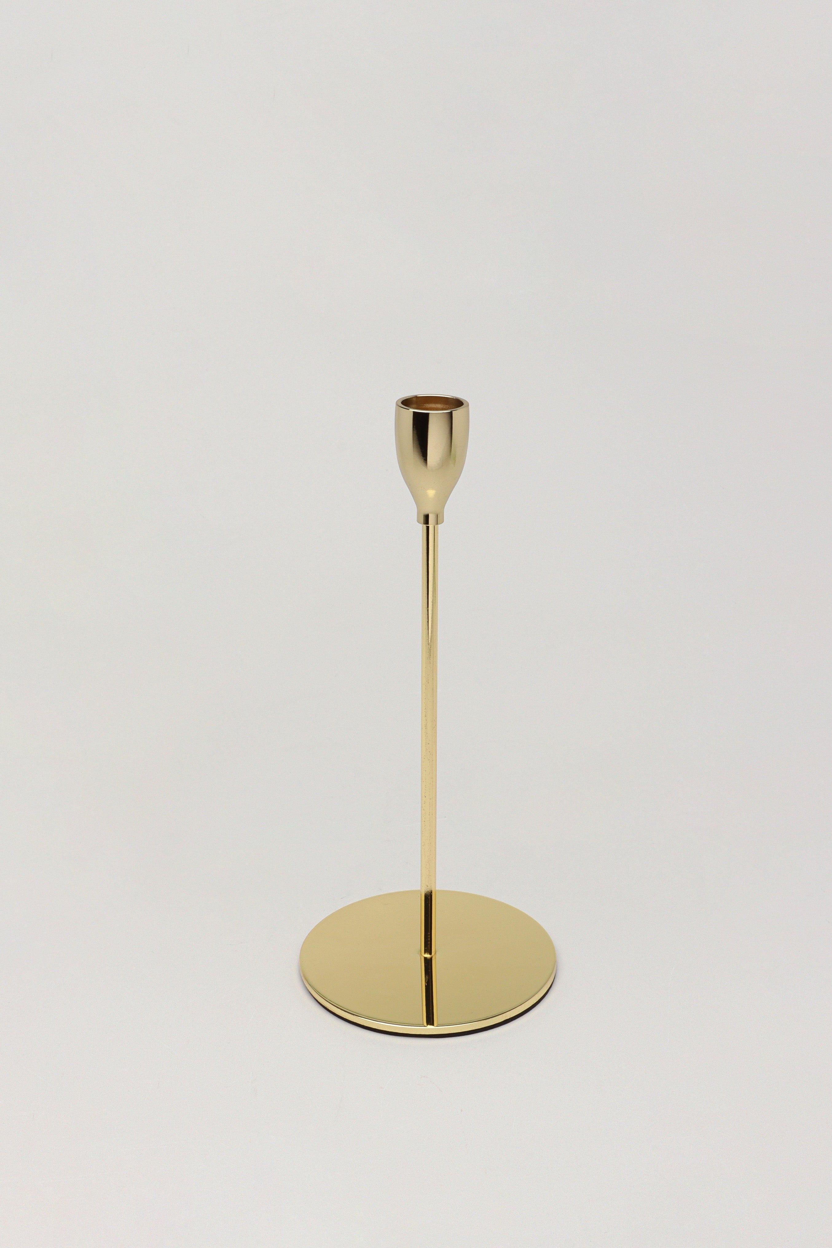 Verro Set of 3 Modern Gold Stainless Steel Candle Holders Sleek Weighted Dinner Candlesticks - G Decor