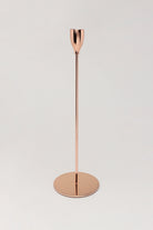 Verro Set of 3 Stainless Steel Dinner Candlesticks in Rose Gold — alternate view, G Decor
