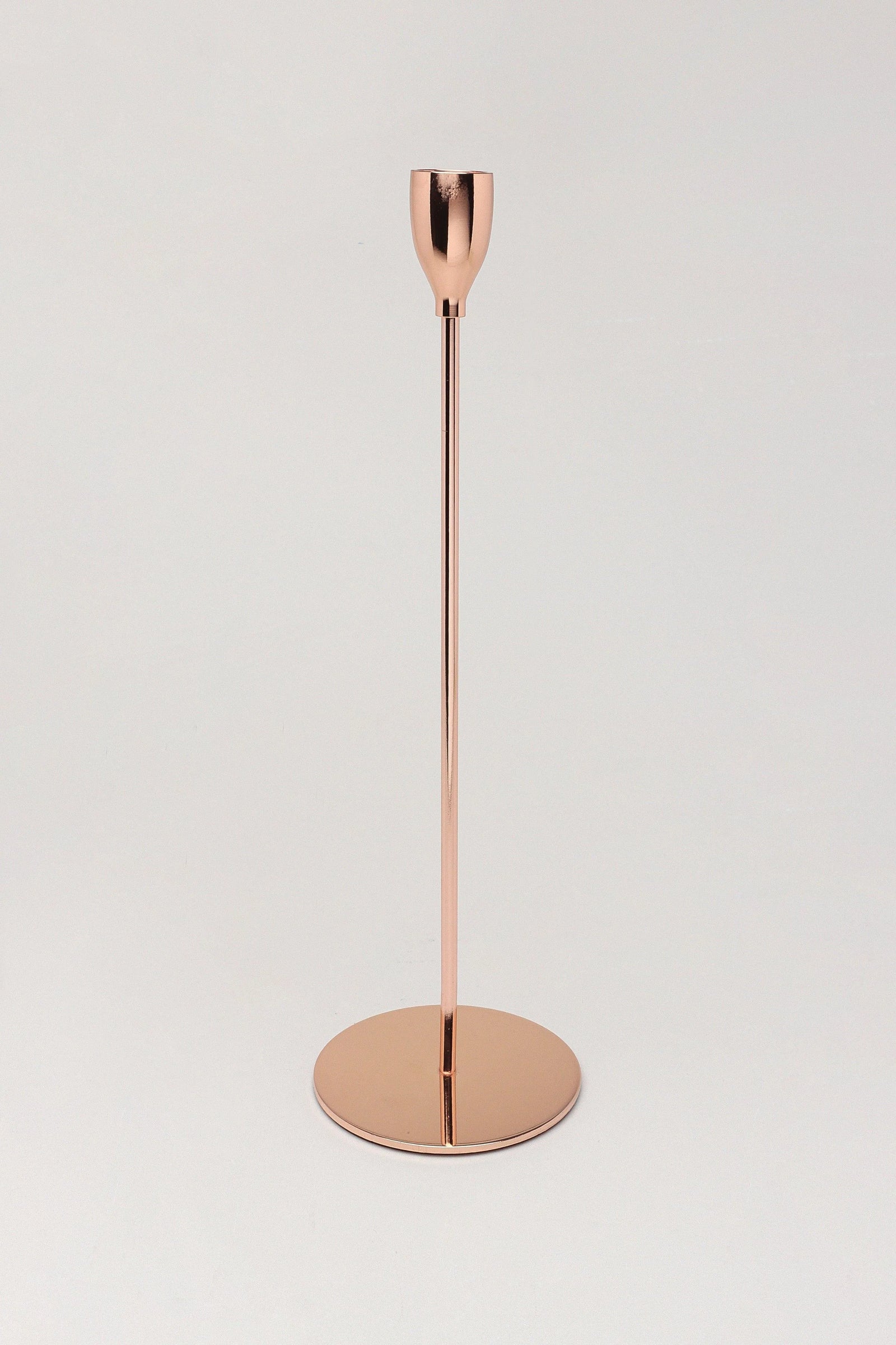 Verro Set of 3 Stainless Steel Dinner Candlesticks in Rose Gold — alternate view, G Decor