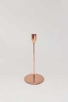 Verro Set of 3 Modern Rose Gold Stainless Steel Candle Holders Sleek Weighted Dinner Candlesticks - G Decor