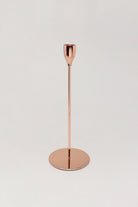 Verro Set of 3 Modern Rose Gold Stainless Steel Candle Holders Sleek Weighted Dinner Candlesticks - G Decor