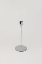 Verro Set of 3 Modern Silver Stainless Steel Candle Holders Sleek Weighted Dinner Candlesticks - G Decor