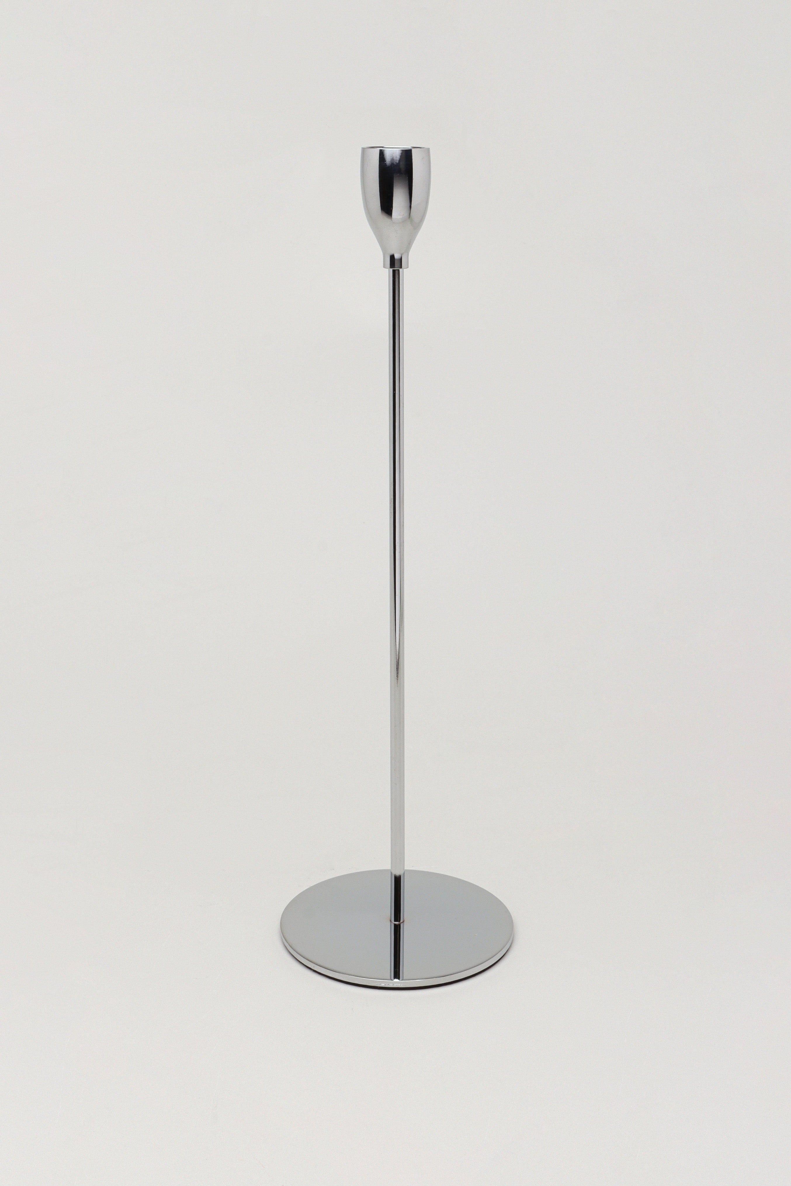 Verro Set of 3 Modern Silver Stainless Steel Candle Holders Sleek Weighted Dinner Candlesticks - G Decor