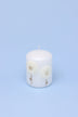 White Bloom Serenity Margaret Flower Sculpted Pillar Candle — close-up view, G Decor