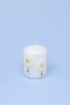 White Bloom Serenity Margaret Flower Hand-Finished Elegant Pillar Candle with Sculpted Floral Detail - G Decor