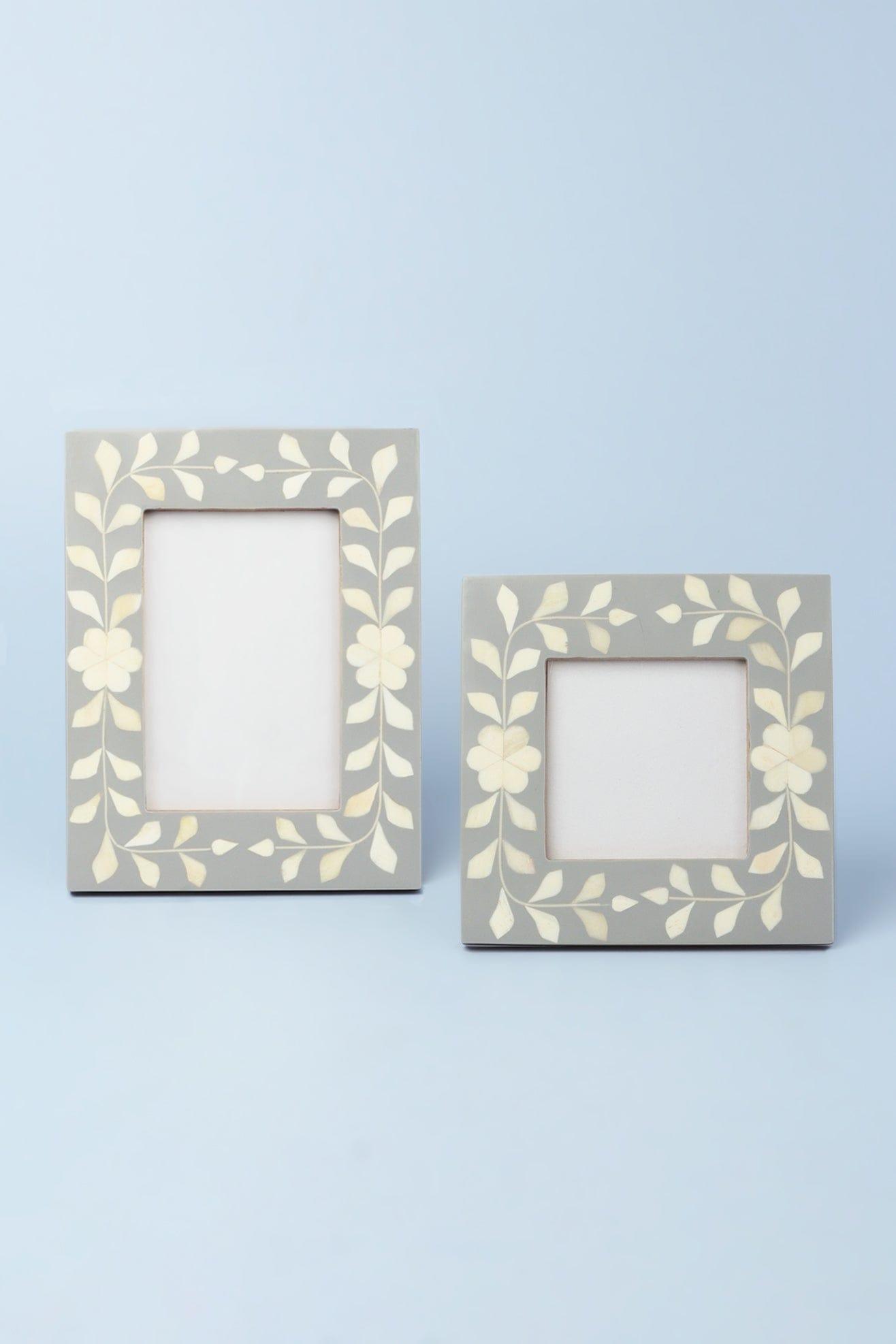 G Decor Picture frames White Flower Grey Stylish Photo Frames