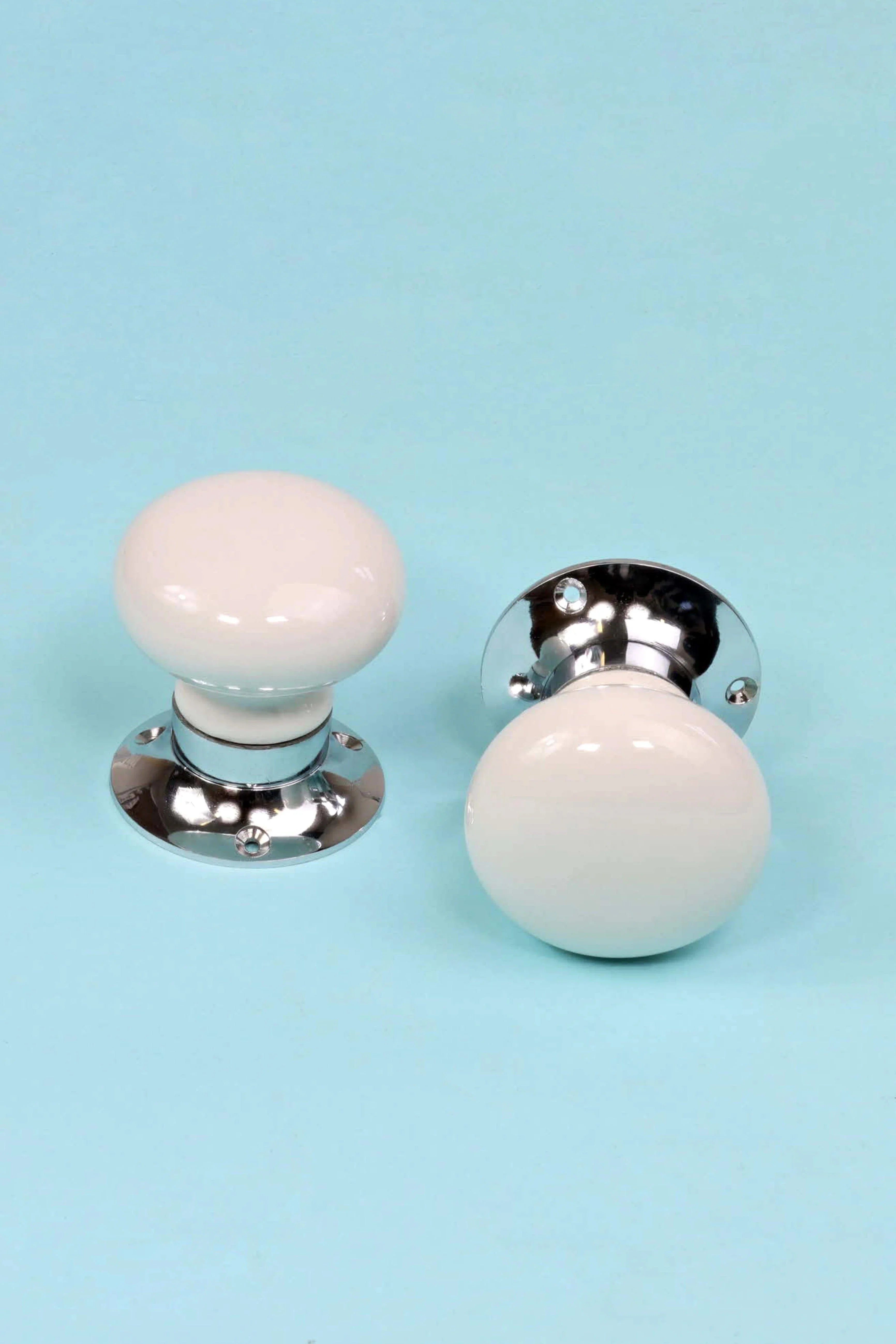60mm White Ceramic Mortice Door Knob Set (Pair) – Rosemarie Flower Design