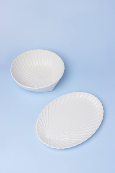G Decor Bowls White / Set of both White Shell Porcelain Display Serving Plate Bowl or Set of Two
