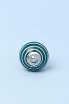 White Striped Handcrafted Ceramic Door Knob In Dark Colours - G Decor