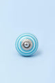 White Striped Handcrafted Ceramic Door Knob In Gray and Light Blue - G Decor