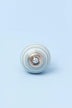 White Striped Hand-Painted Ceramic Cabinet Knob in Grey and Light Blue — alternate view, G Decor