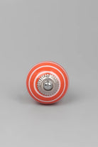 White Striped Handcrafted Ceramic Door Knob In Light Green And Orange - G Decor