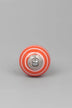 White Striped Handcrafted Ceramic Door Knob In Light Green And Orange - G Decor