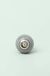 White Striped Ceramic Cabinet Knob in Pastel Grey and Mint — close-up view, G Decor