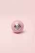 White Striped Hand-Painted Ceramic Cabinet Knob in Pink and Yellow — alternate view, G Decor