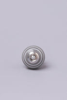 White Striped Handcrafted Ceramic Door Knob In Purple And Dark Grey - G Decor