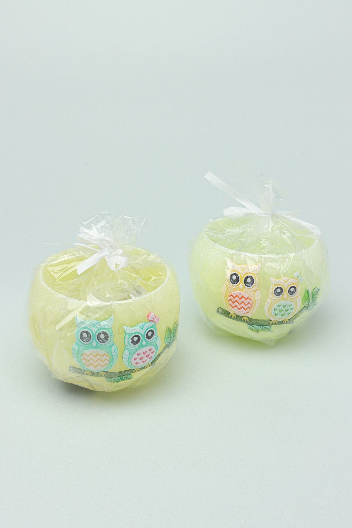 G Decor Candle Holders Yellow Green 3D Owl Cute Couple Matching Tealight Holder