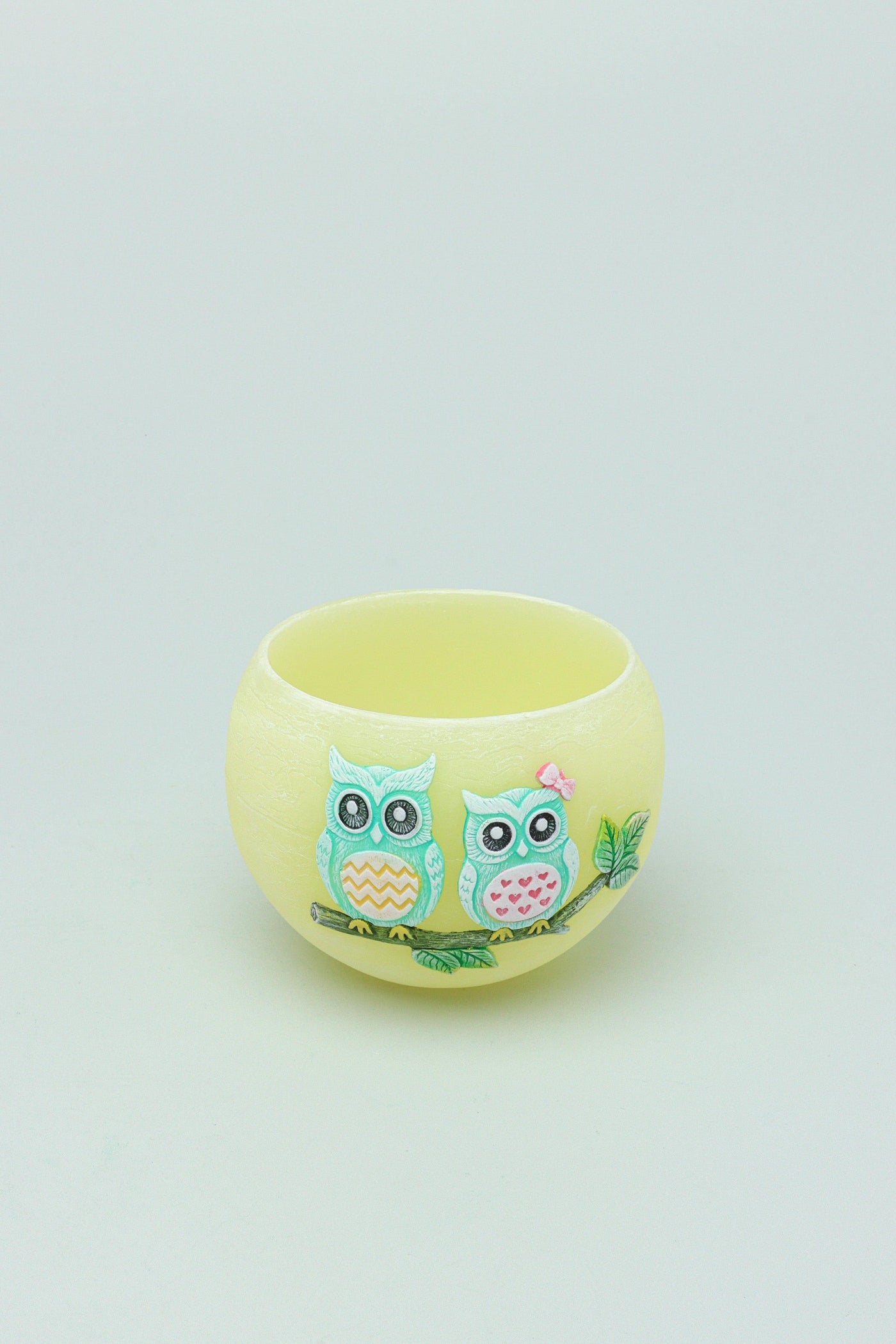 G Decor Candle Holders Green Yellow Green 3D Owl Cute Couple Matching Tealight Holder