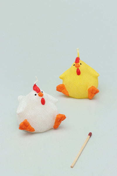 Farmhouse 3D Chicken Hen Candle in Yellow or White